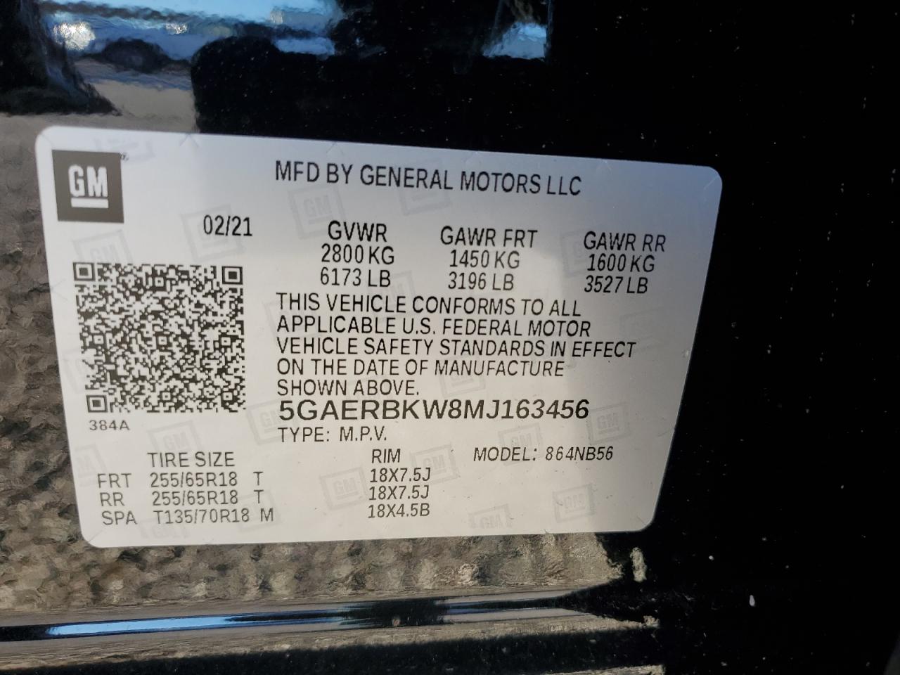 VIN 5GAERBKW8MJ163456 2021 BUICK ENCLAVE no.13