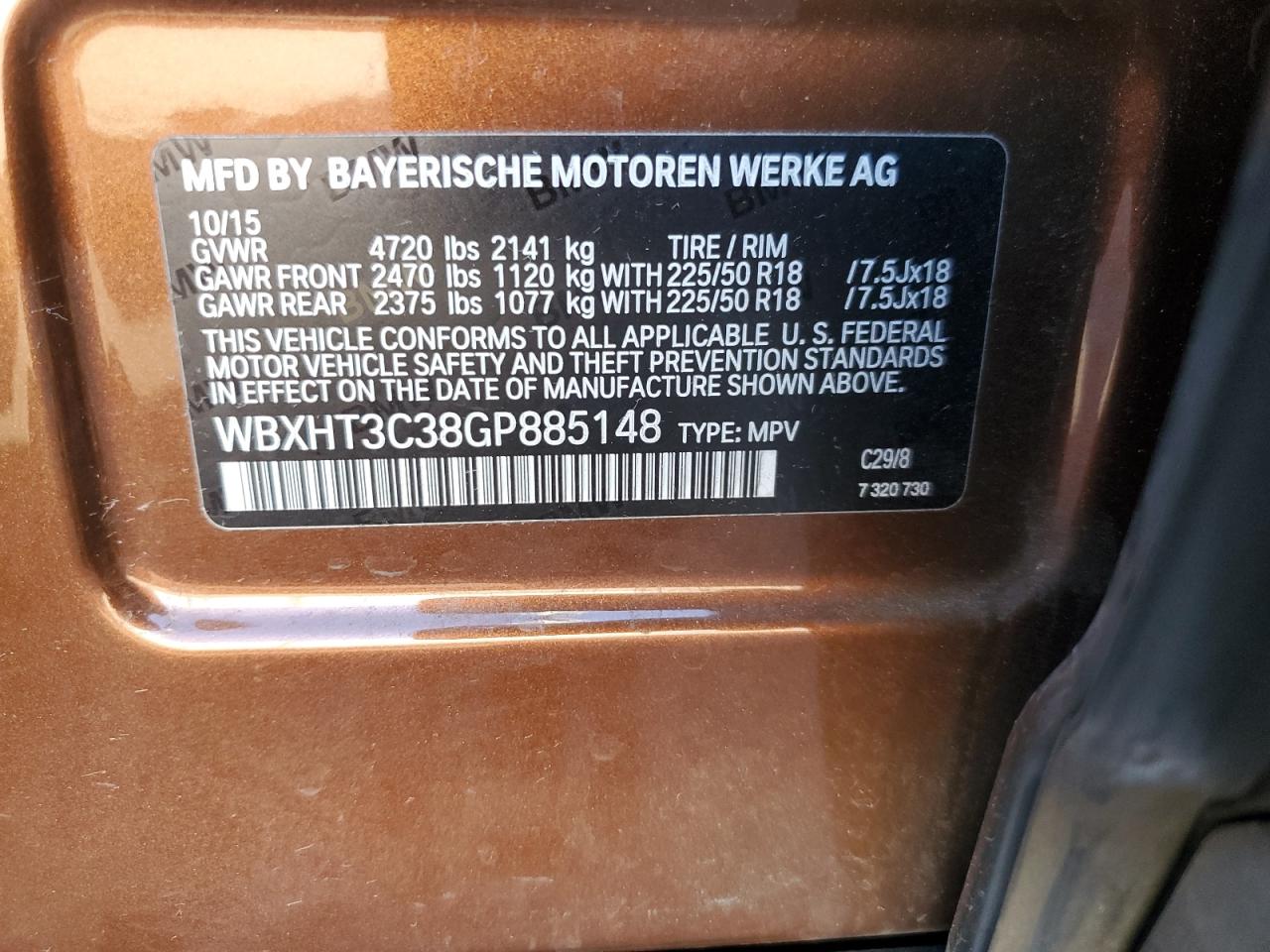 VIN WBXHT3C38GP885148 2016 BMW X1 no.13