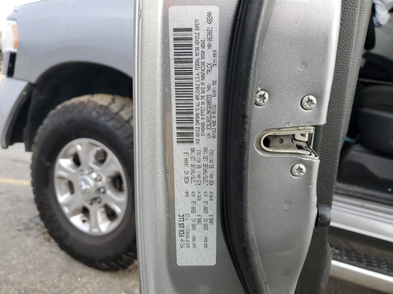 2019 Ram 2500 Big Horn VIN: 3C6UR5DJ9KG608533 Lot: 84066554