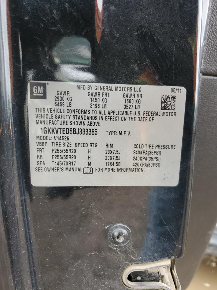 2011 GMC Acadia Denali VIN: 1GKKVTED6BJ383385 Lot: 86495144