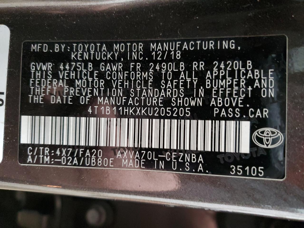 2019 Toyota Camry - Image 12