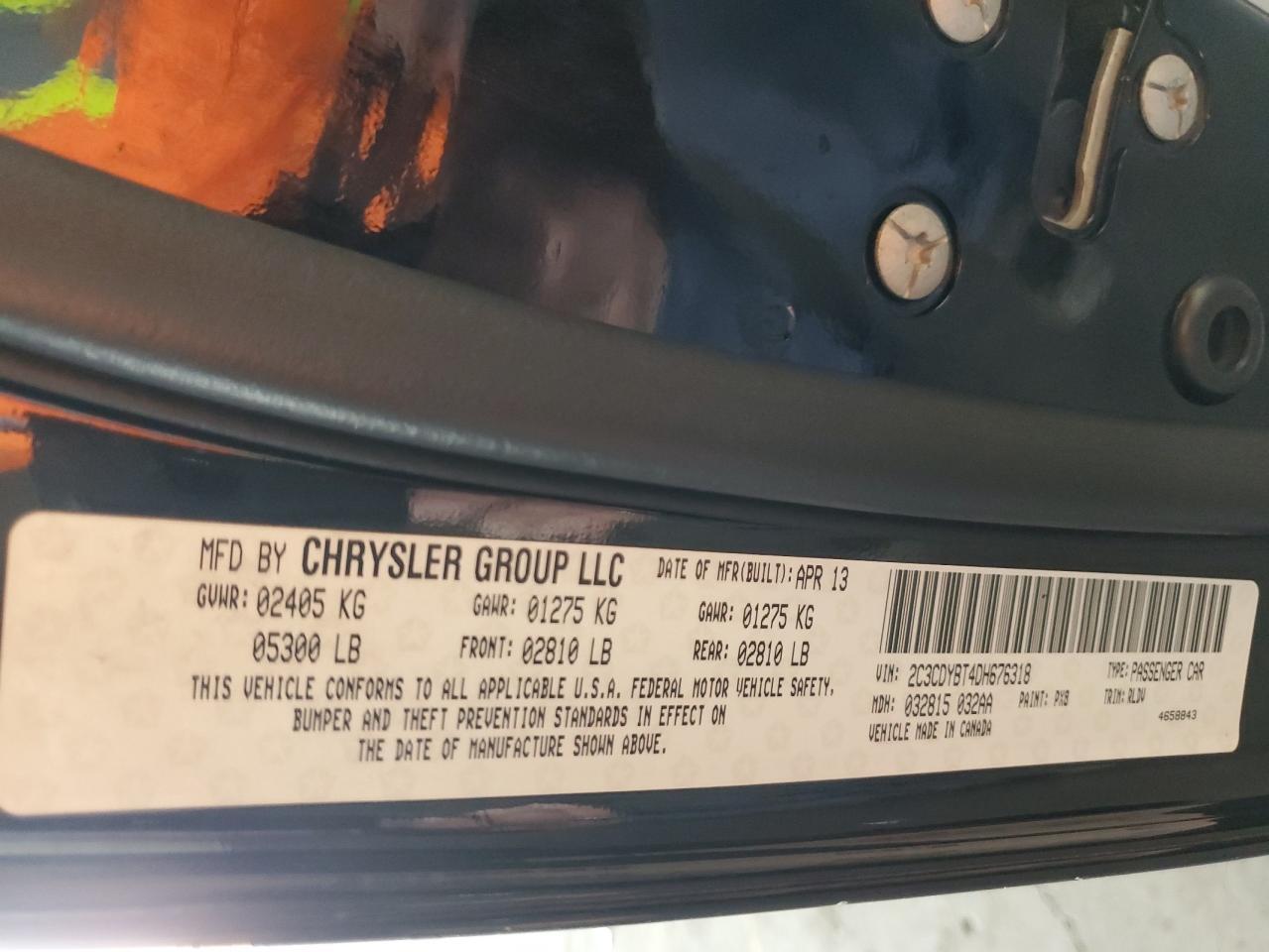 2013 Dodge Challenger VIN: X2C3CDYBT4DH67631 Lot: 83650754