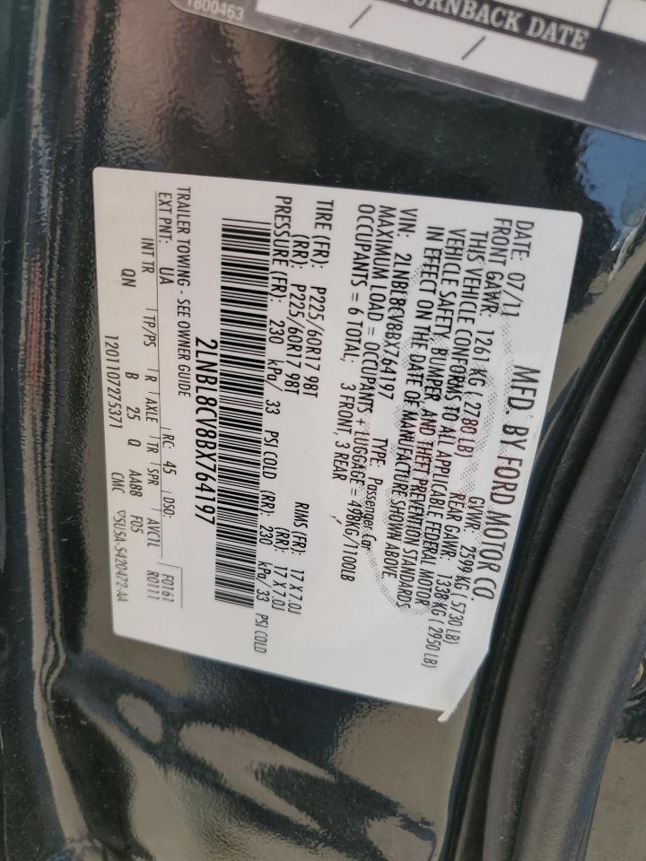 2011 Lincoln Town Car Signature Limited VIN: 2LNBL8CV8BX764197 Lot: 85336504