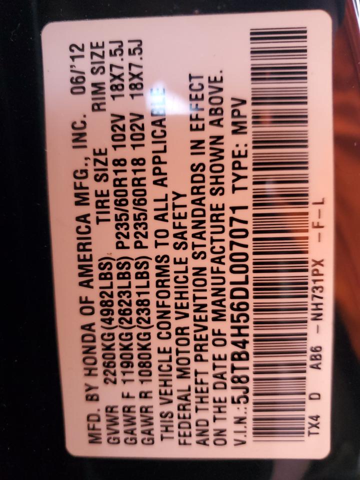 2013 Acura Rdx Technology VIN: 5J8TB4H56DL007071 Lot: 82863684