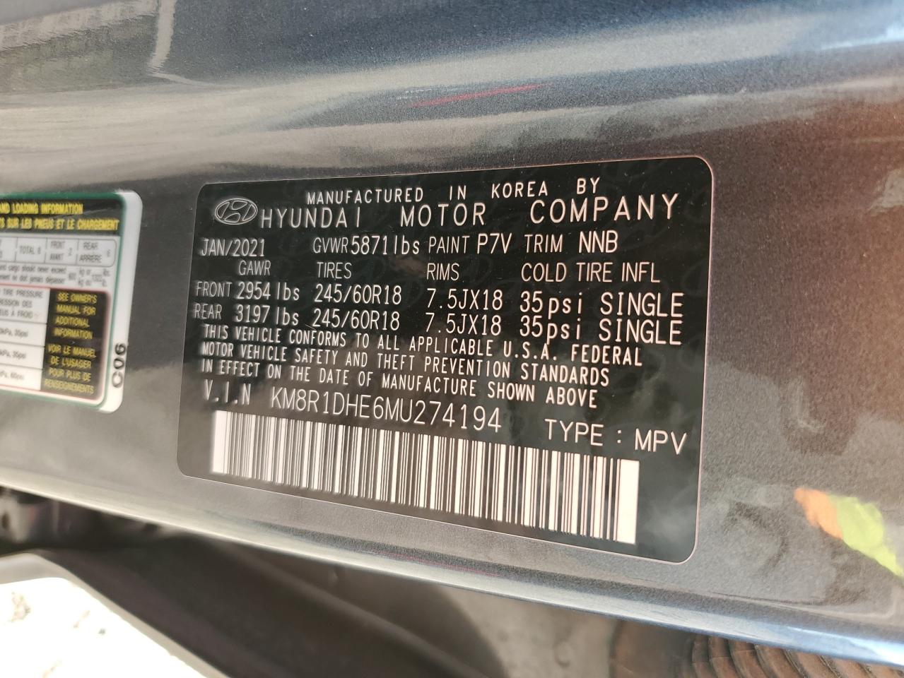 KM8R1DHE6MU274194 2021 HYUNDAI PALISADE - Image 13