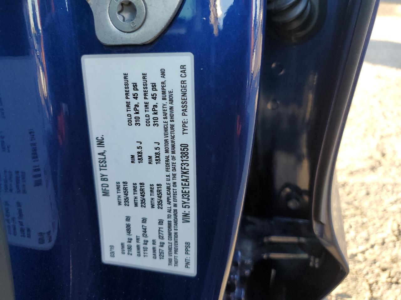 VIN 5YJ3E1EA7KF313850 2019 TESLA MODEL 3 no.13