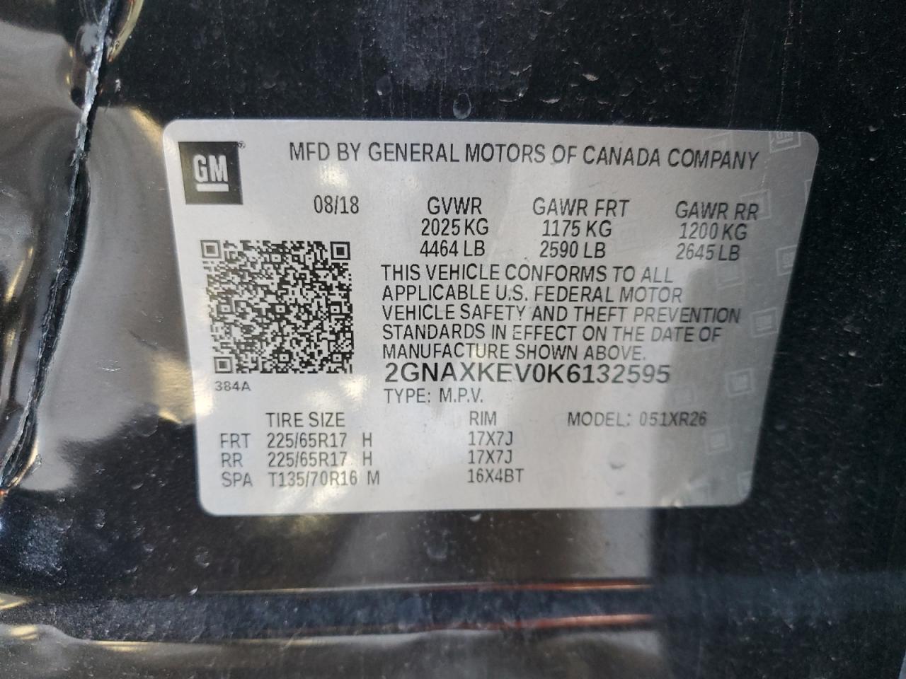 VIN 2GNAXKEV0K6132595 2019 CHEVROLET EQUINOX no.13