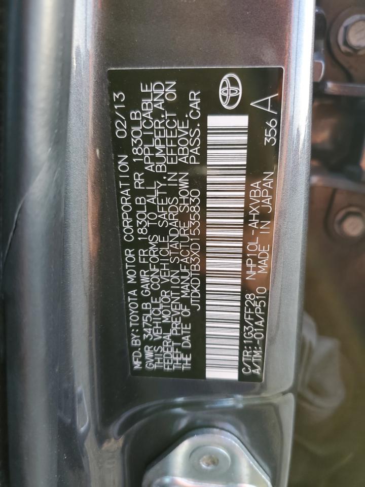 VIN JTDKDTB3XD1535830 2013 TOYOTA PRIUS no.12