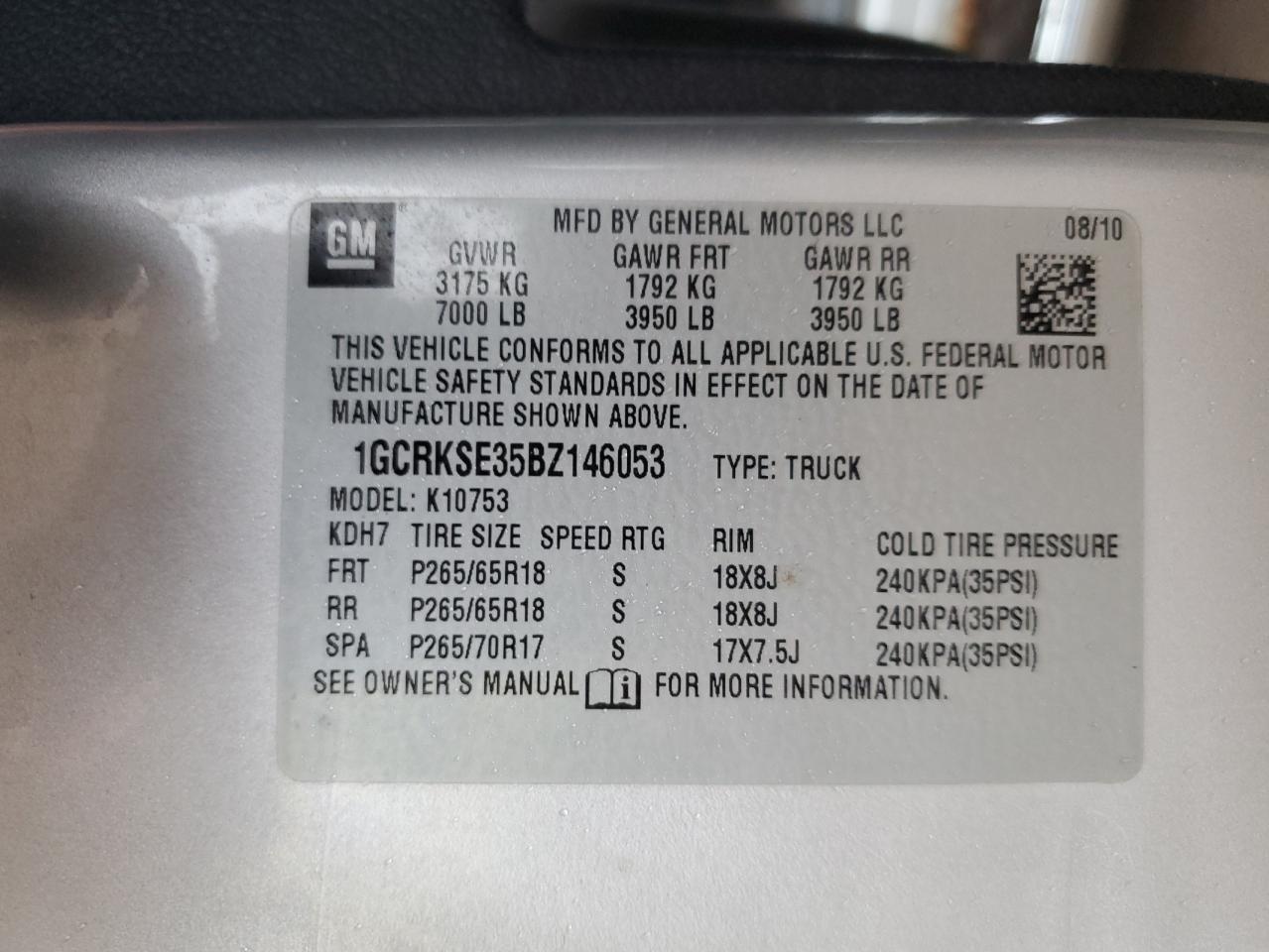 2011 Chevrolet Silverado K1500 Lt VIN: 1GCRKSE35BZ146053 Lot: 86711654