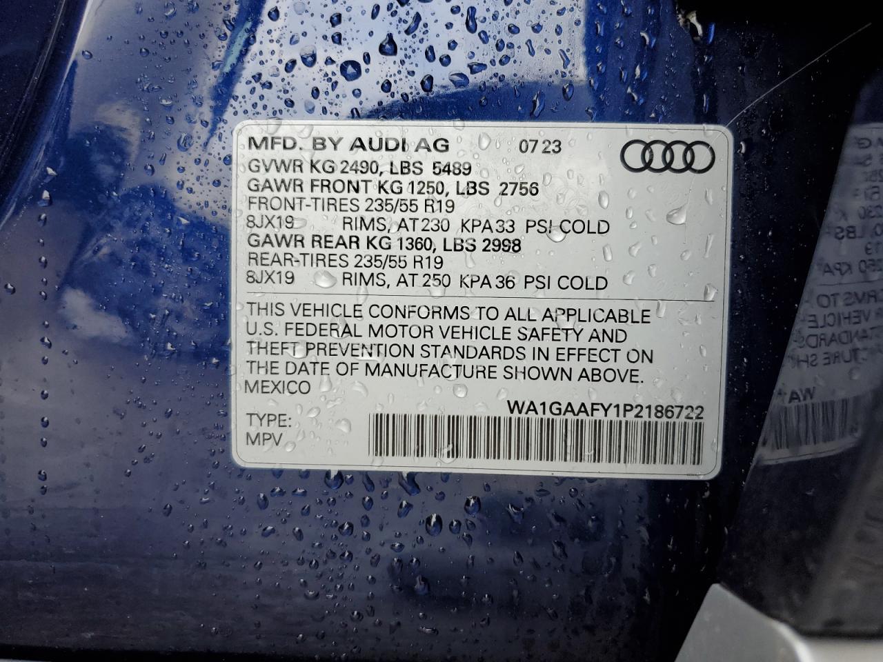 VIN WA1GAAFY1P2186722 2023 AUDI Q5 no.13