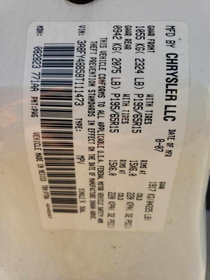 2008 Chrysler Pt Cruiser VIN: 3A8FY48B58T111473 Lot: 83479424