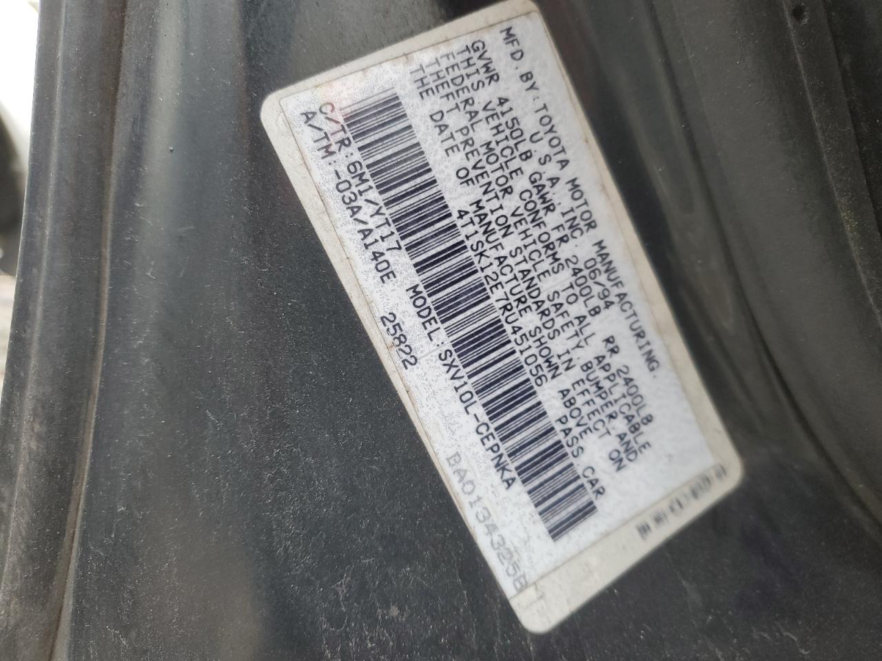 1994 Toyota Camry Le VIN: 4T1SK12E7RU451056 Lot: 86512464