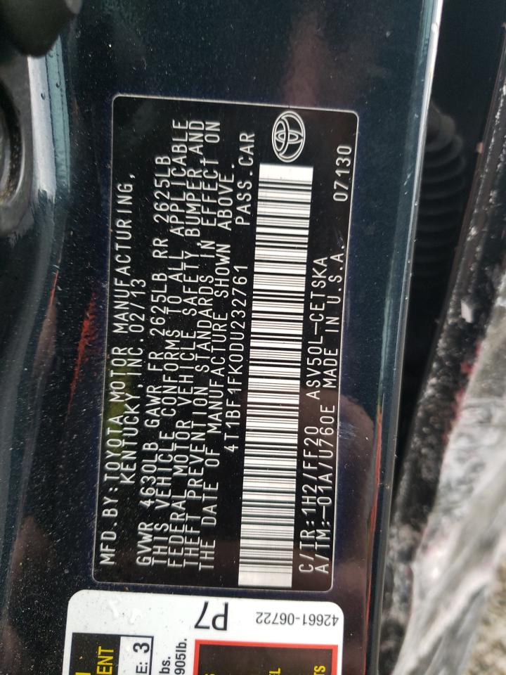 VIN 4T1BF1FK0DU232761 2013 TOYOTA CAMRY no.13