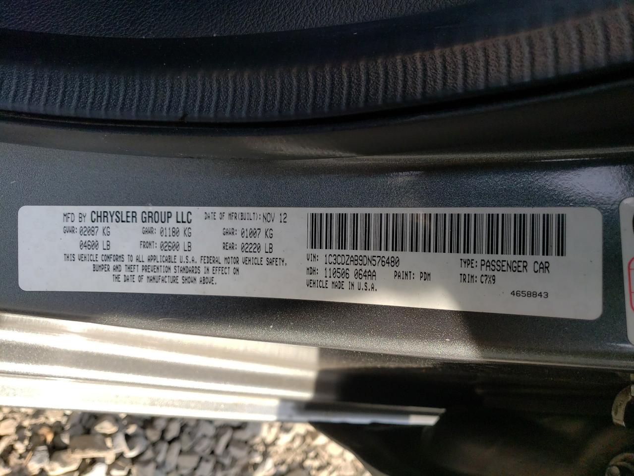 2013 Dodge Avenger Se VIN: 1C3CDZAB9DN576480 Lot: 83222274