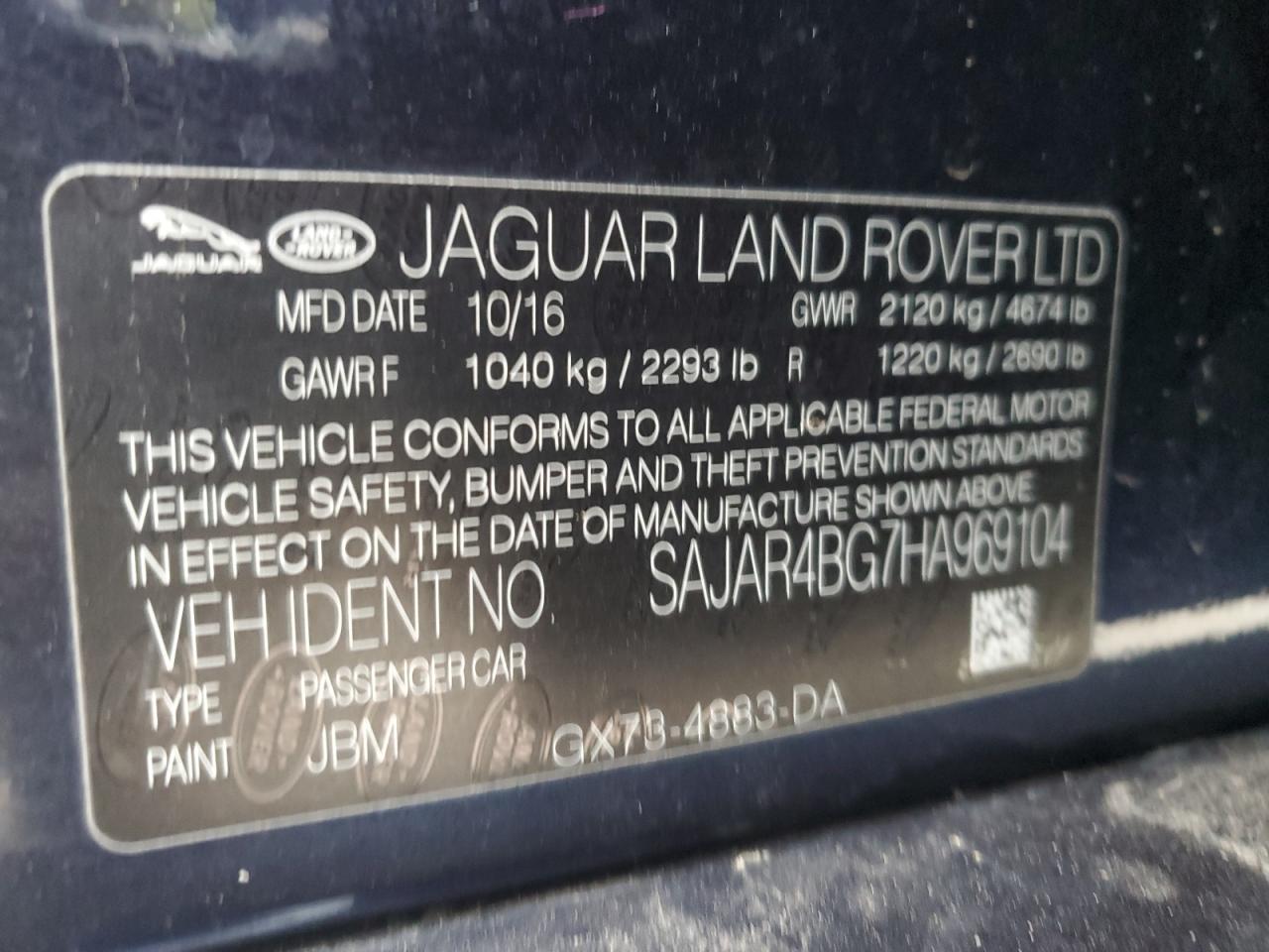 2017 Jaguar Xe VIN: SAJAR4BG7HA969104 Lot: 84546444