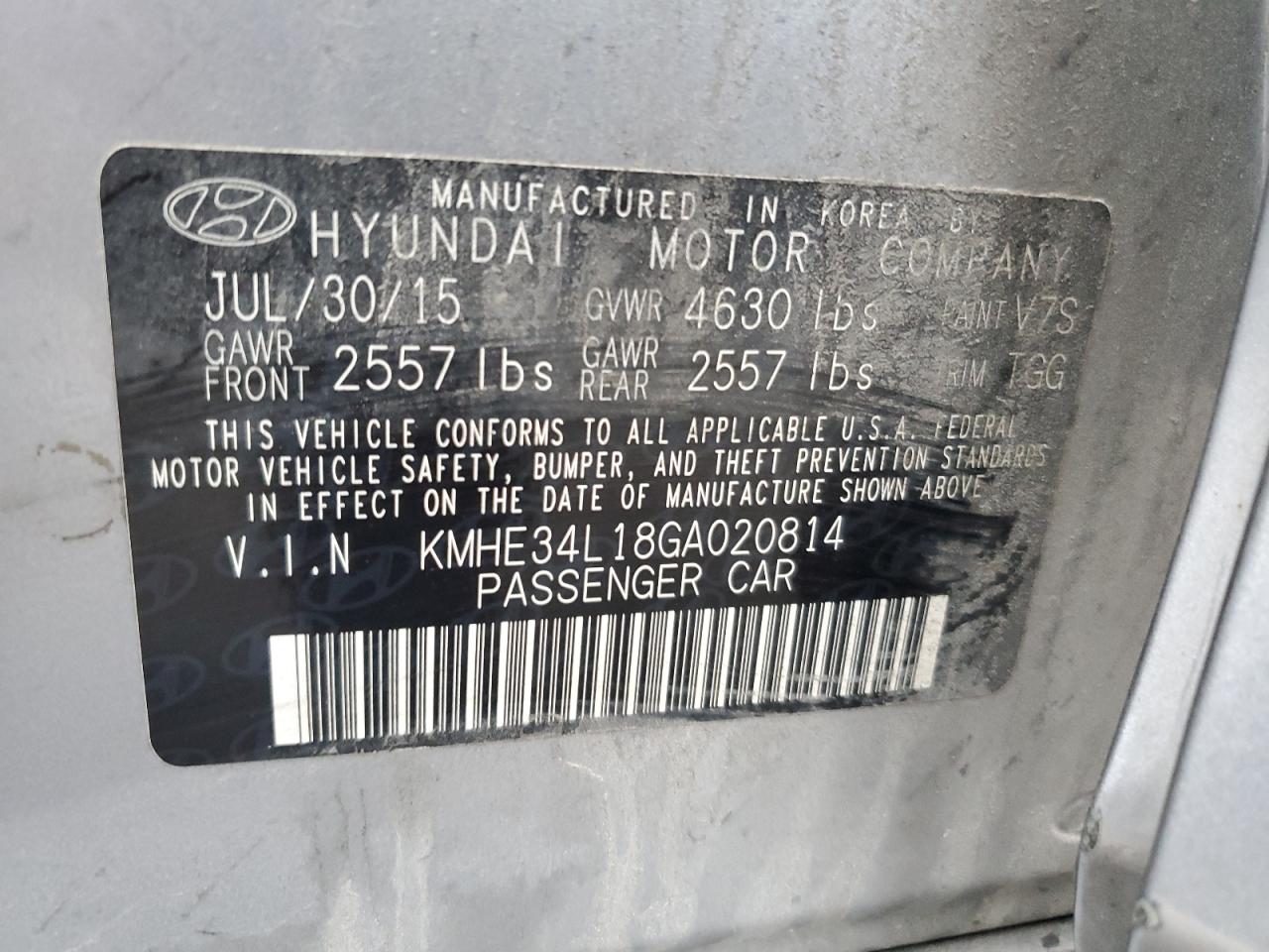 VIN KMHE34L18GA020814 2016 HYUNDAI SONATA no.12