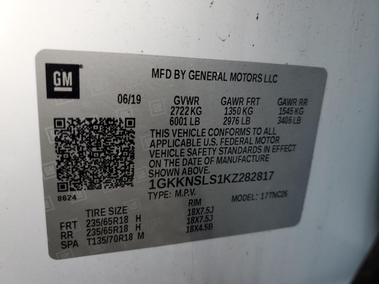 VIN 1GKKNSLS1KZ282817 2019 GMC ACADIA no.13