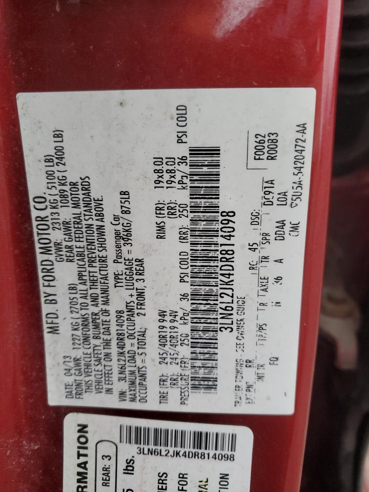 2013 Lincoln Mkz VIN: 3LN6L2JK4DR814098 Lot: 86359084