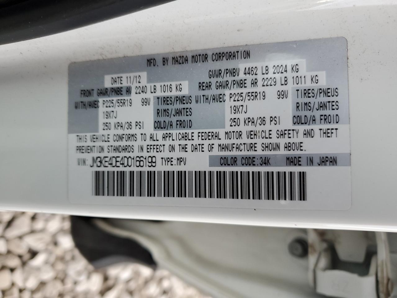 2013 Mazda Cx-5 Gt VIN: JM3KE4DE4D0166199 Lot: 85342684