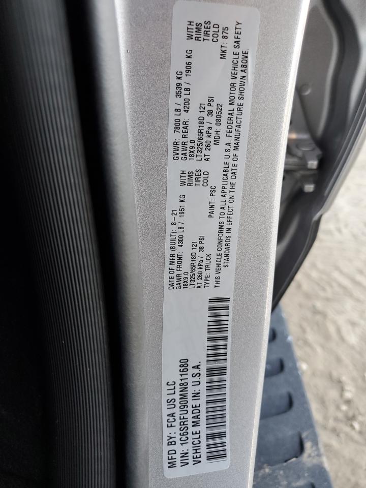 2021 Ram 1500 Trx VIN: 1C6SRFU90MN811680 Lot: 85766884