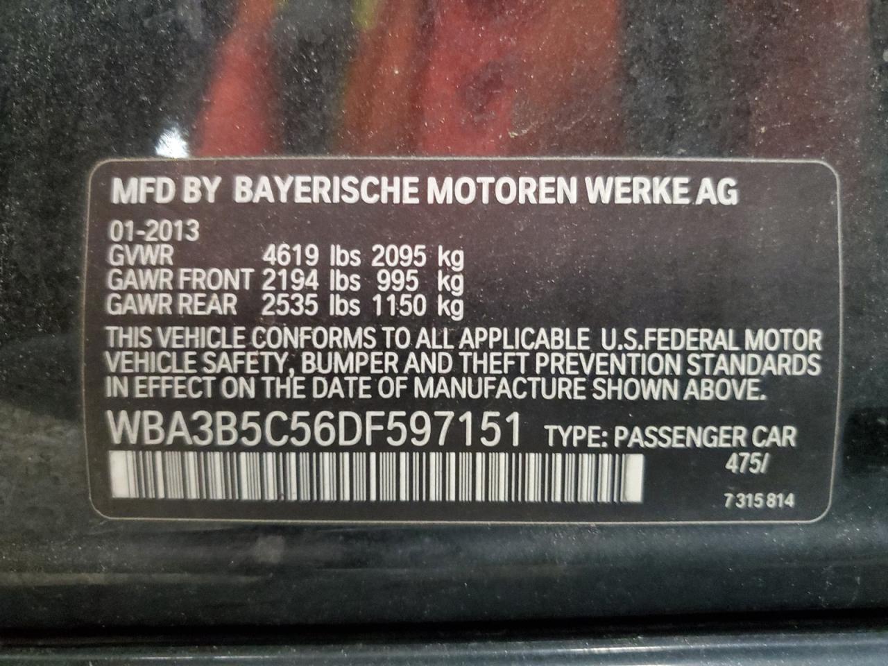 VIN WBA3B5C56DF597151 2013 BMW 3 SERIES no.12