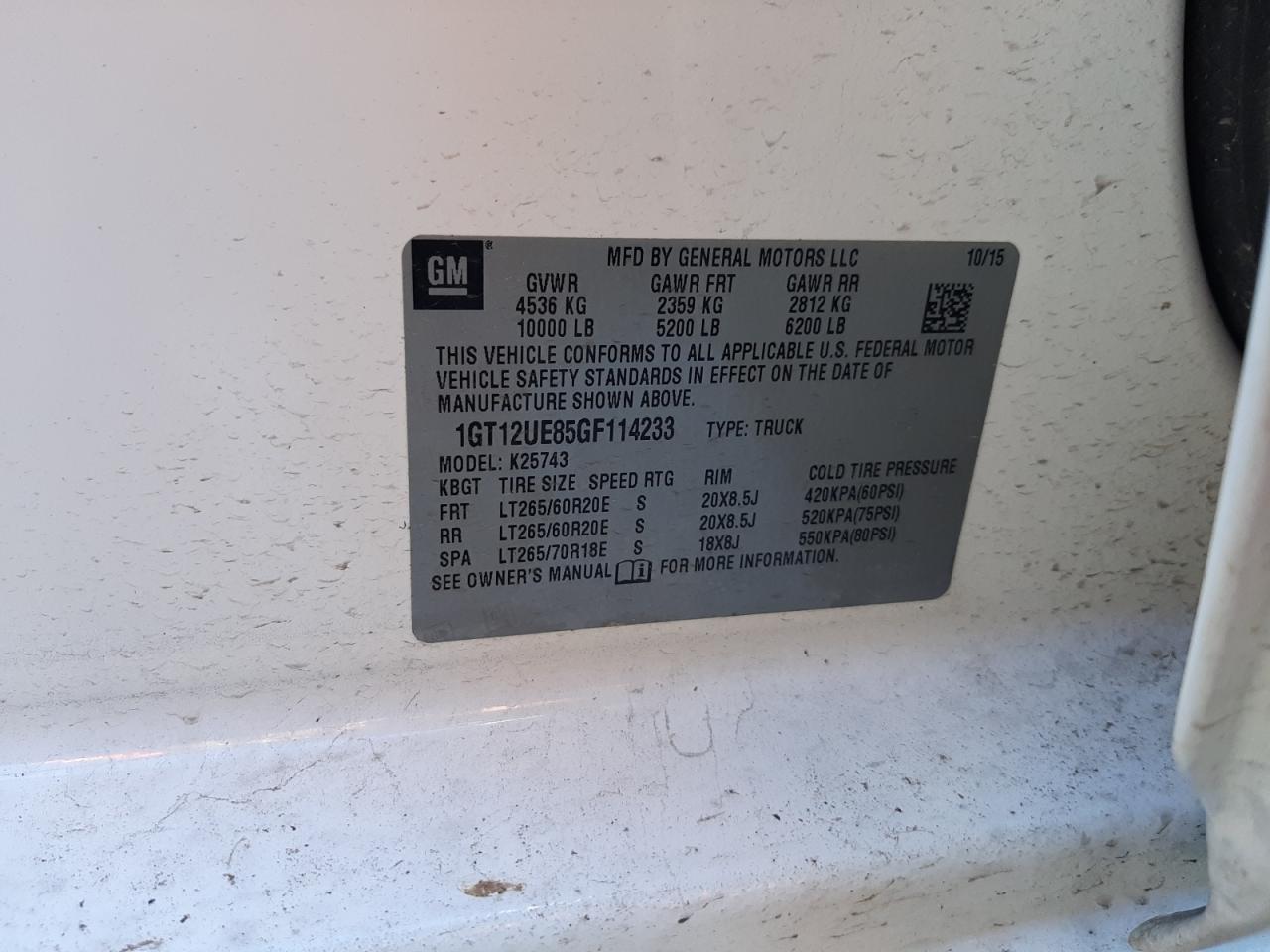 2016 GMC Sierra K2500 Denali VIN: 1GT12UE85GF114233 Lot: 83397664