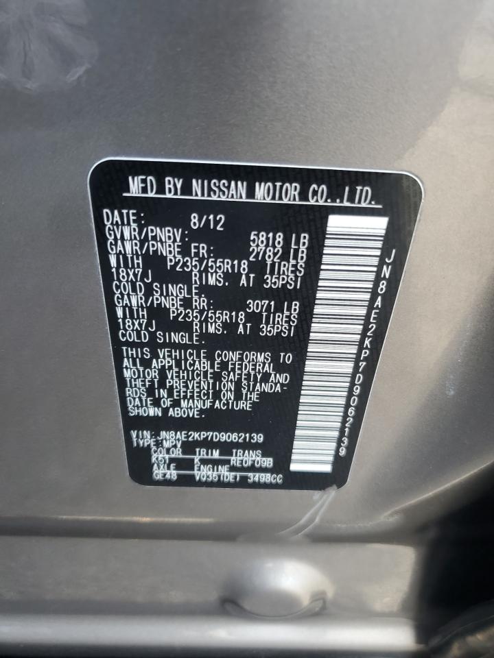 VIN JN8AE2KP7D9062139 2013 NISSAN QUEST no.13