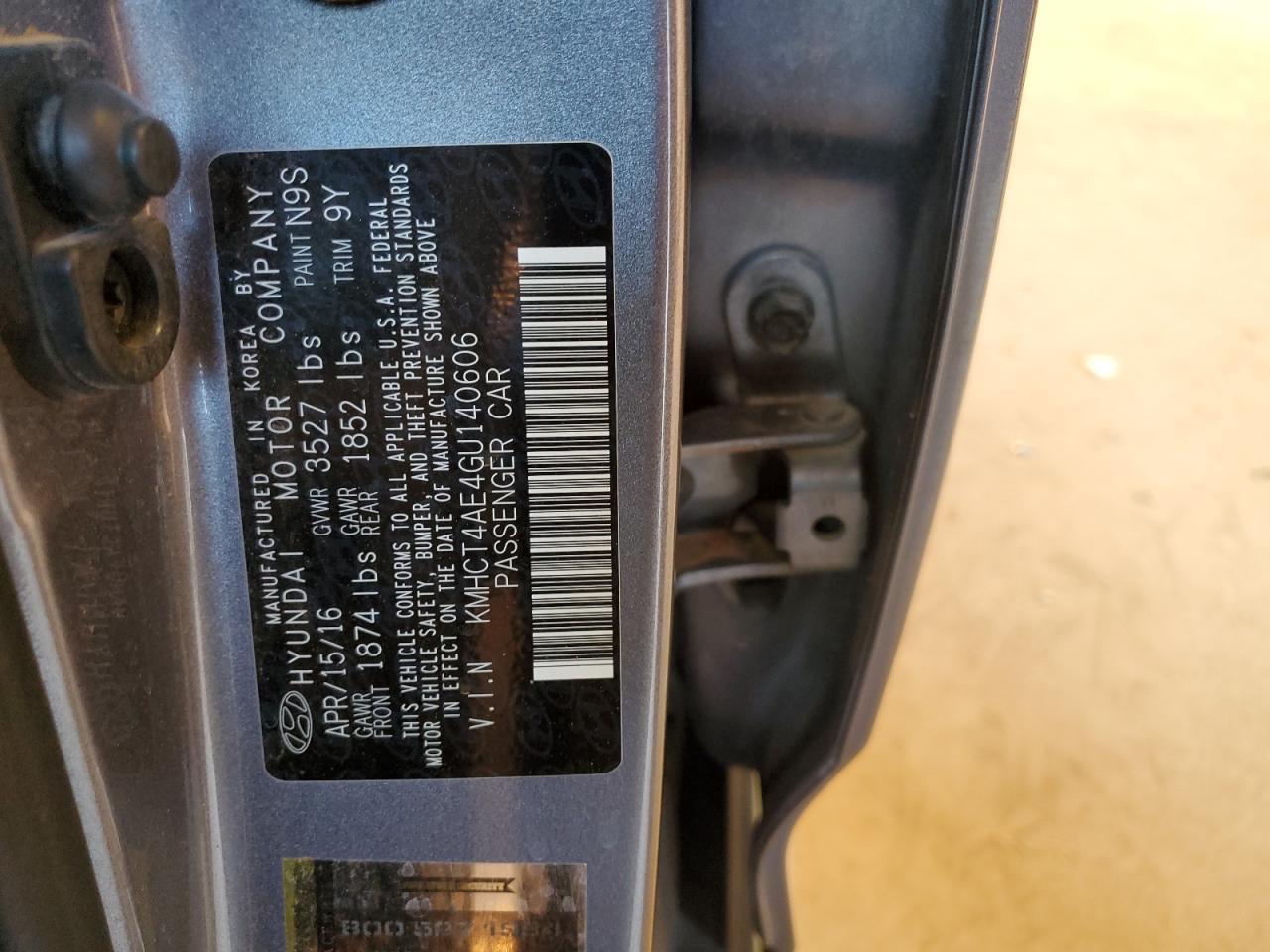 2016 Hyundai Accent Se VIN: KMHCT4AE4GU140606 Lot: 85318804