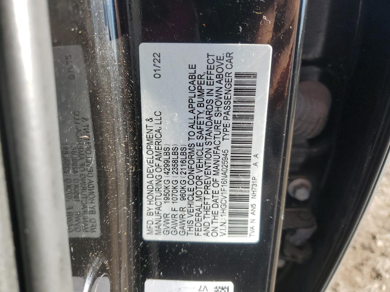 1HGCV1F16NA025945 2022 HONDA ACCORD - Image 12