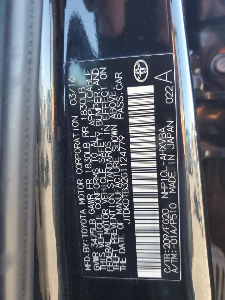 VIN JTDKDTB32G1124779 2016 TOYOTA PRIUS no.12