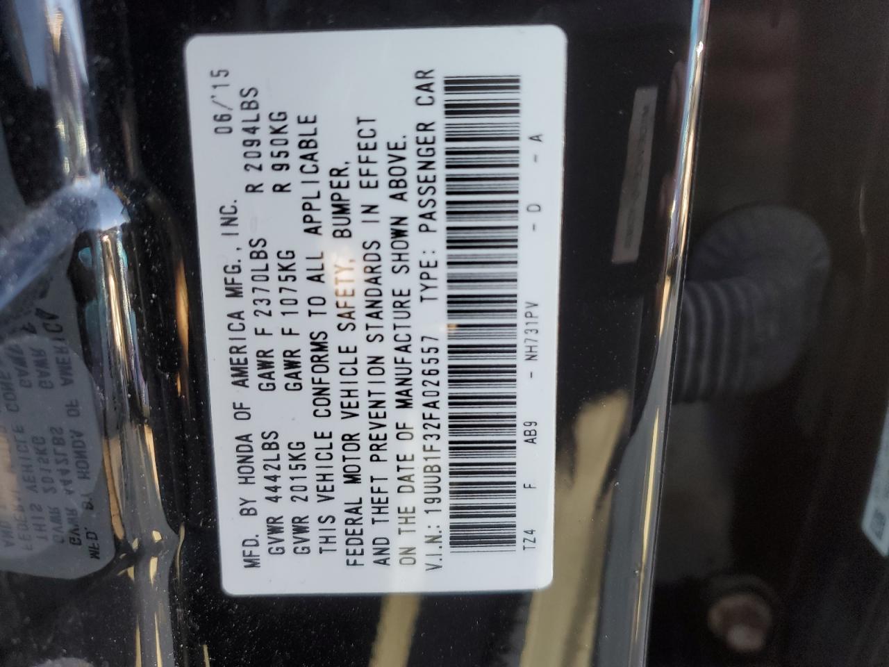 VIN 19UUB1F32FA026557 2015 ACURA TLX no.12