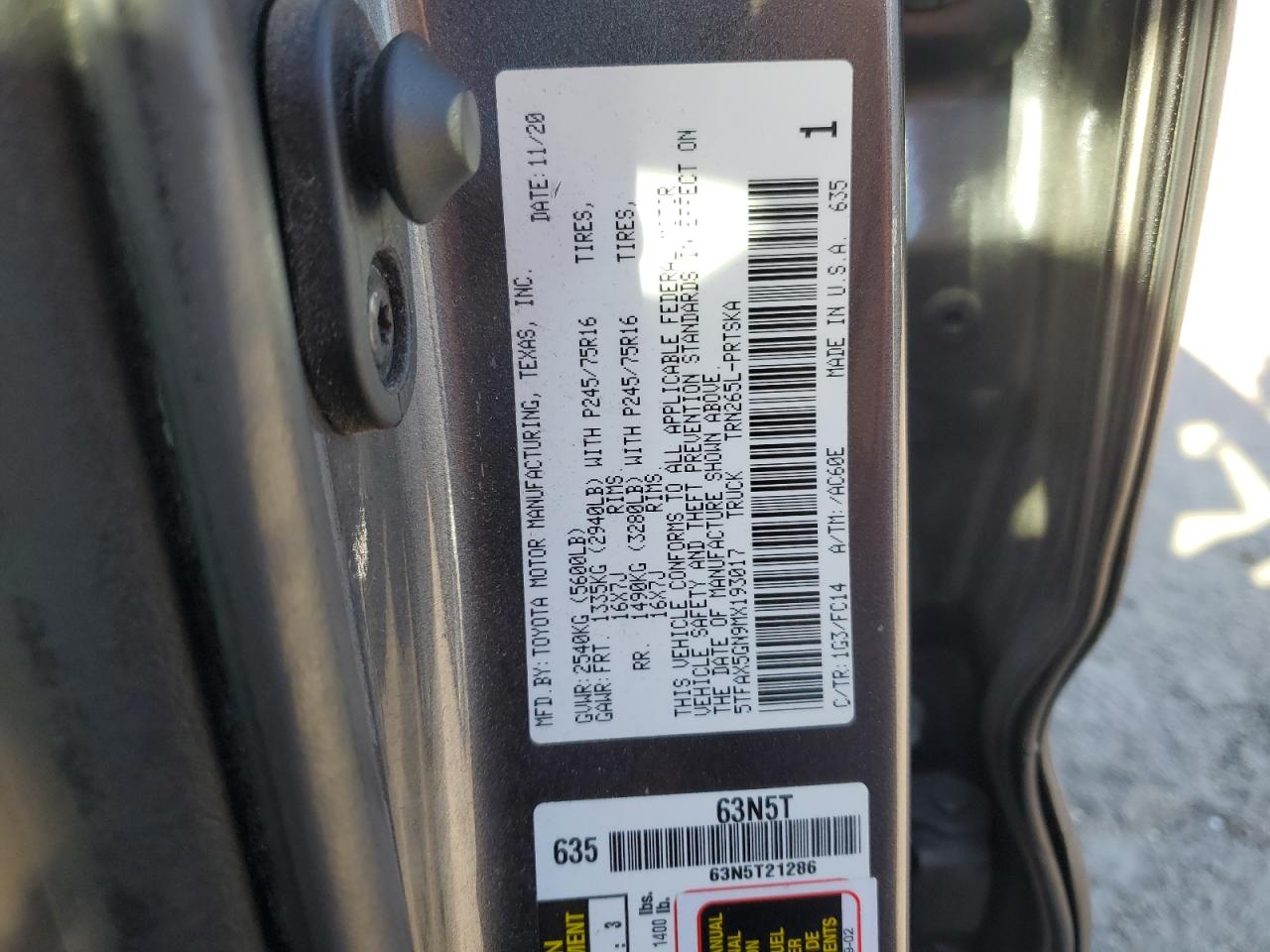 2021 Toyota Tacoma Double Cab VIN: 5TFAX5GN9MX193017 Lot: 86263494