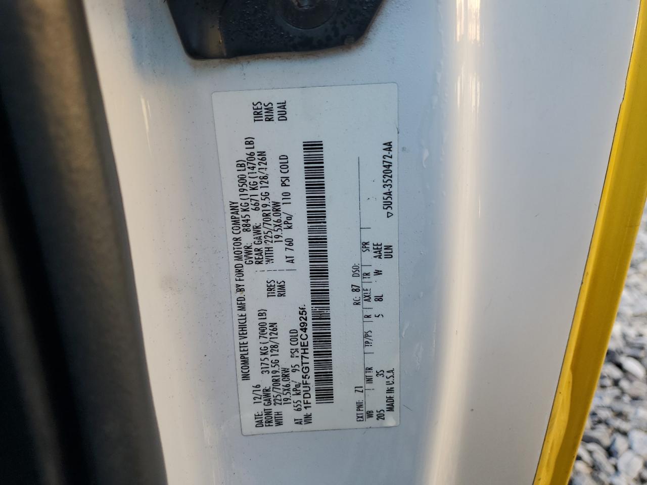 2017 Ford F550 Super Duty VIN: 1FDUF5GT7HEC49256 Lot: 85301794