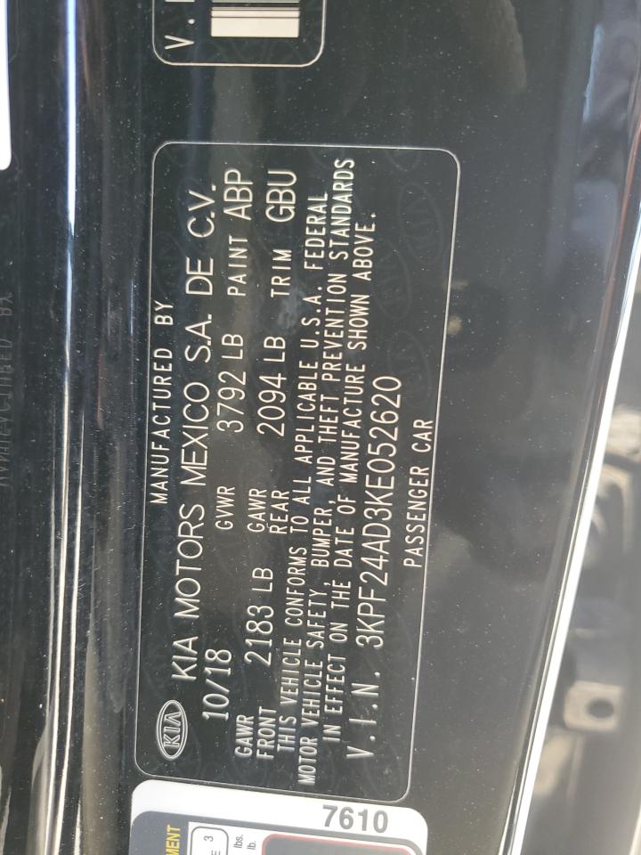 2019 Kia Forte Fe VIN: 3KPF24AD3KE052620 Lot: 87133074