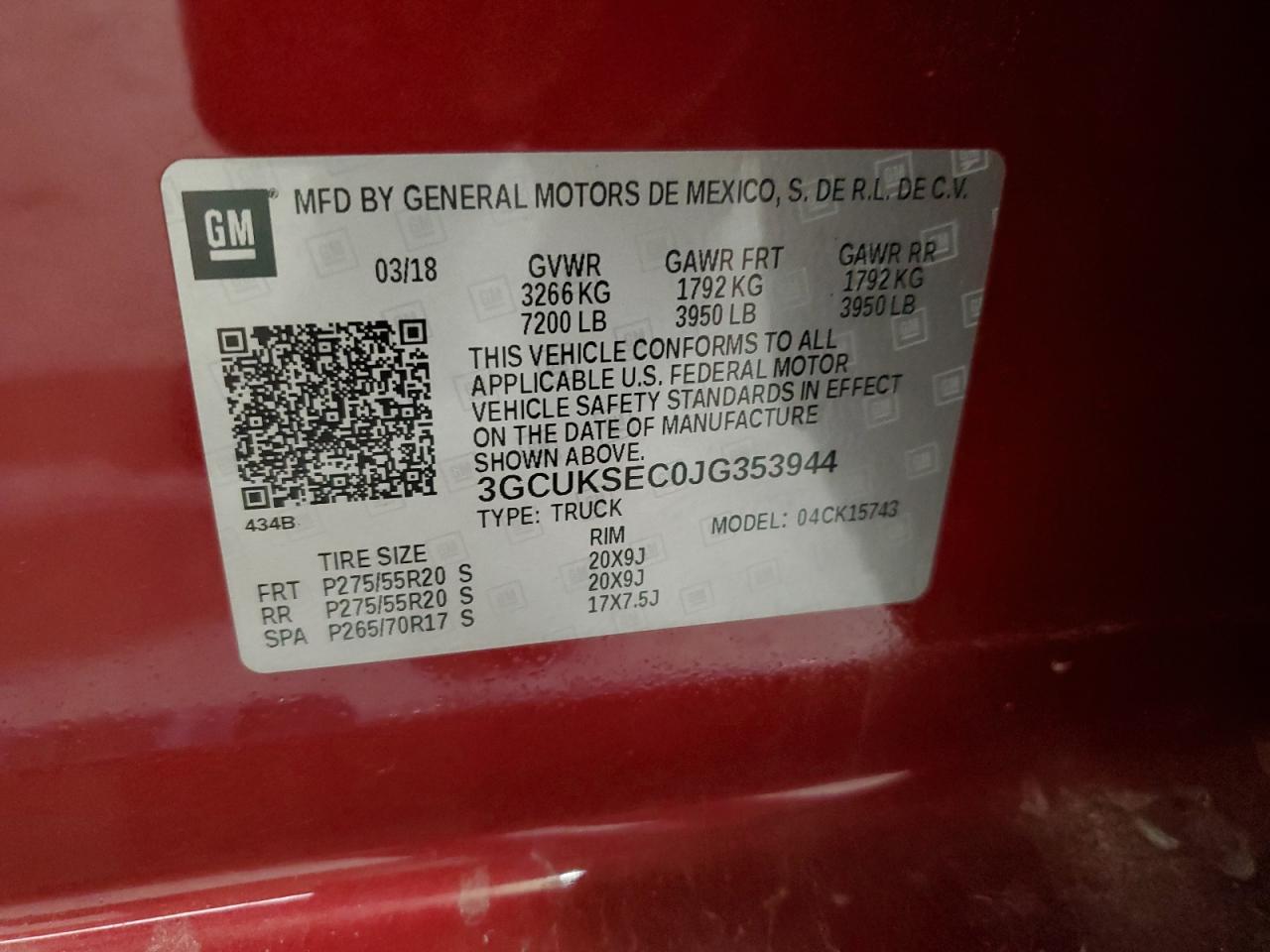 VIN 3GCUKSEC0JG353944 2018 CHEVROLET ALL Models no.12