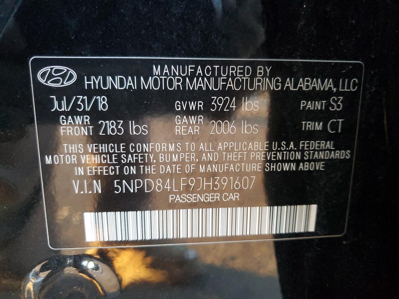 VIN 5NPD84LF9JH391607 2018 HYUNDAI ELANTRA no.13