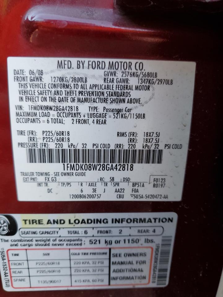 2008 Ford Taurus X Eddie Bauer VIN: 1FMDK08W28GA42818 Lot: 82701804