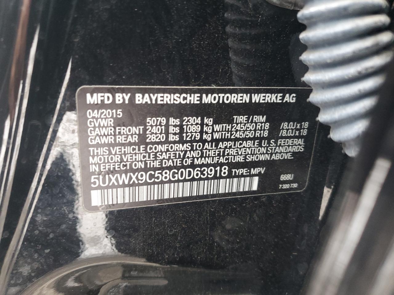 VIN 5UXWX9C58G0D63918 2016 BMW X3 no.13