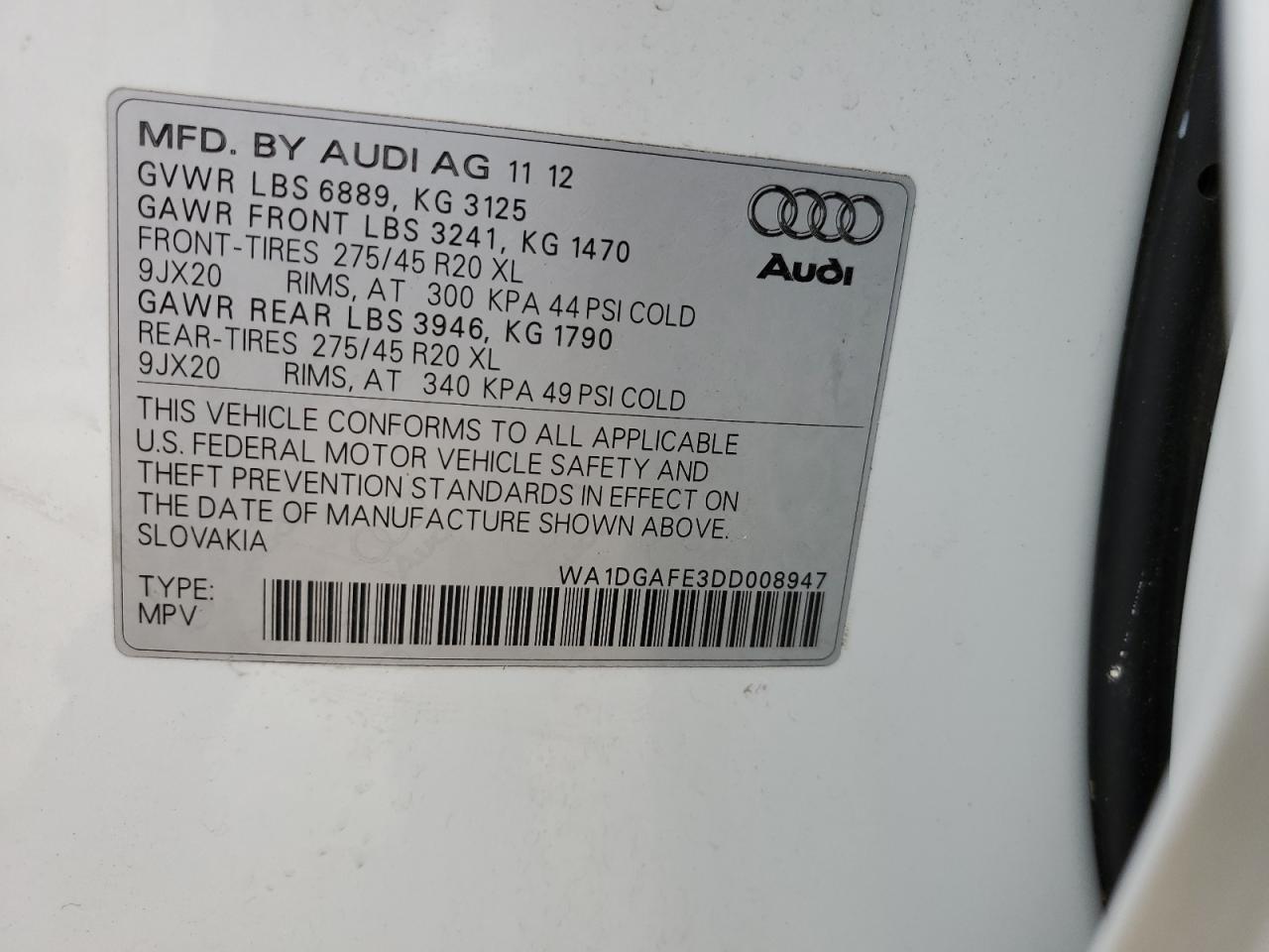 VIN WA1DGAFE3DD008947 2013 AUDI Q7 no.14