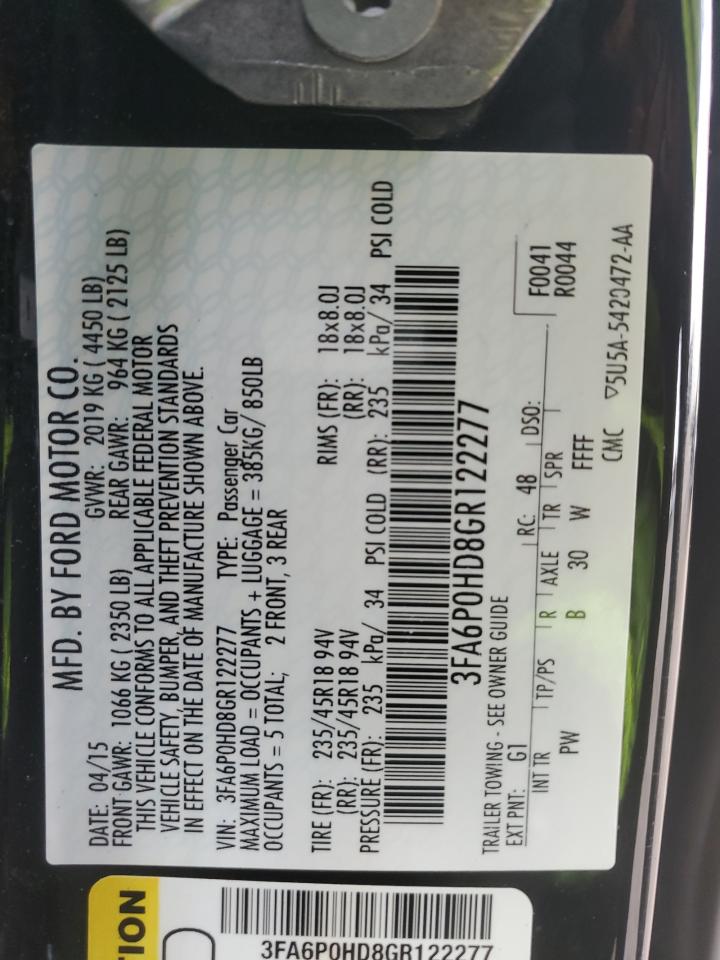 3FA6P0HD8GR122277 2016 FORD FUSION - Image 12