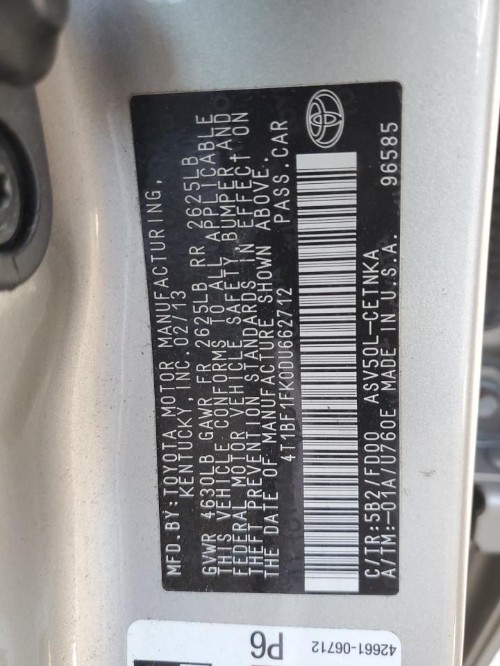 VIN 4T1BF1FK0DU662712 2013 TOYOTA CAMRY no.12