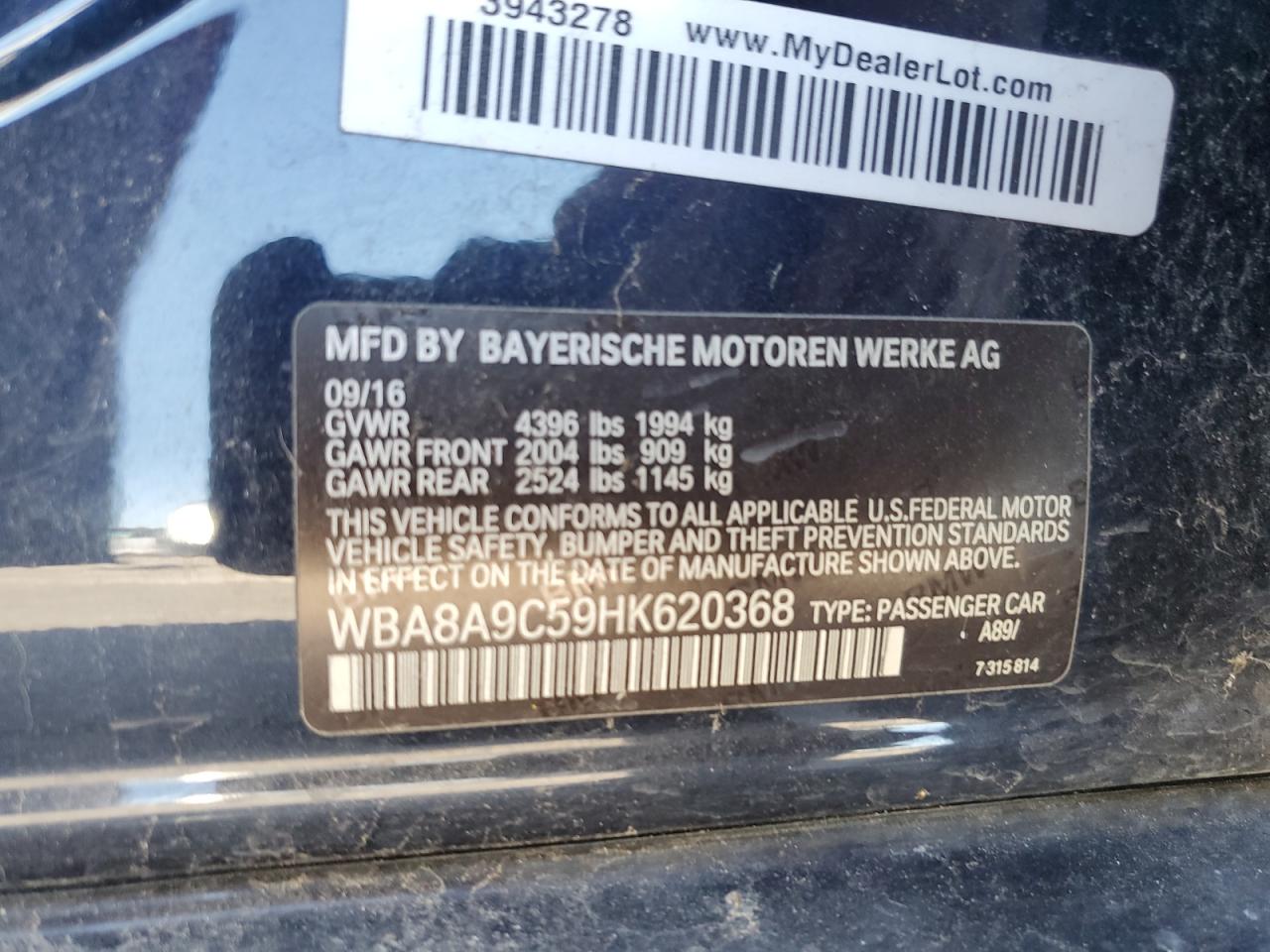 VIN WBA8A9C59HK620368 2017 BMW 3 SERIES no.13