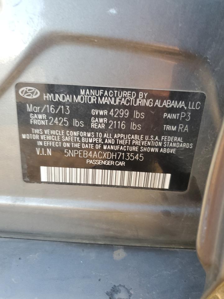 2013 Hyundai Sonata Gls VIN: 5NPEB4ACXDH713545 Lot: 83215184