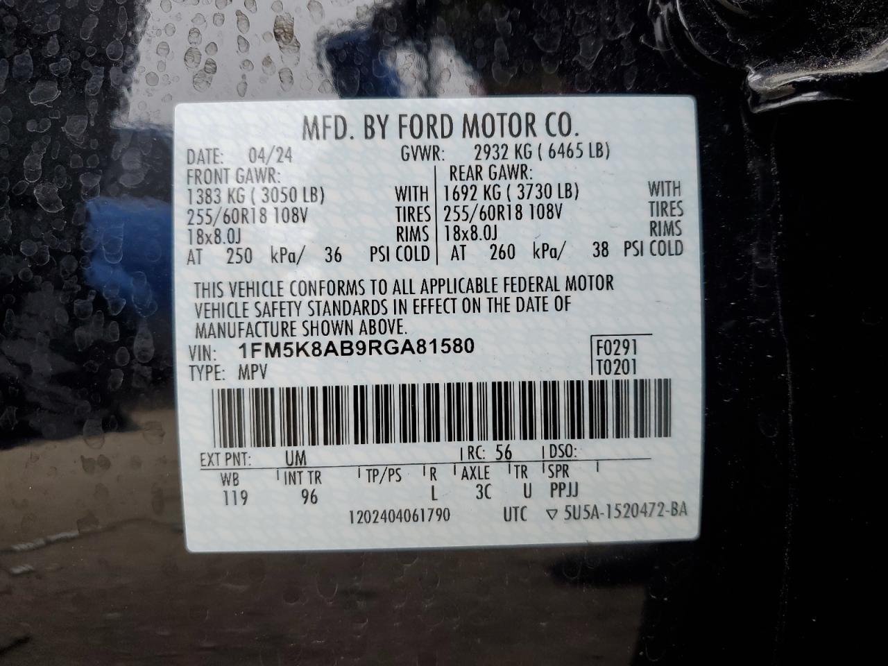 2024 Ford Explorer Police Interceptor VIN: 1FM5K8AB9RGA81580 Lot: 83895674