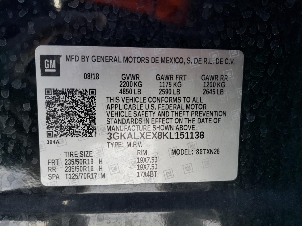 VIN 3GKALXEX8KL151138 2019 GMC TERRAIN no.13