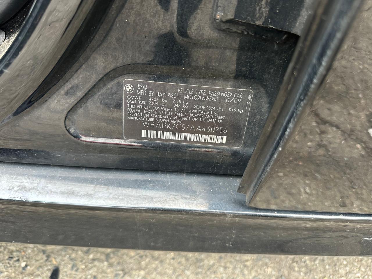 2010 BMW 328 Xi VIN: WBAPK7C57AA460256 Lot: 86279024