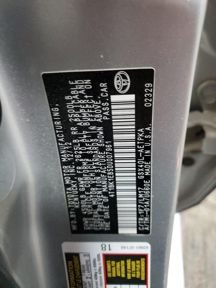 2013 Toyota Avalon Base VIN: 4T1BK1EB5DU007961 Lot: 84617944