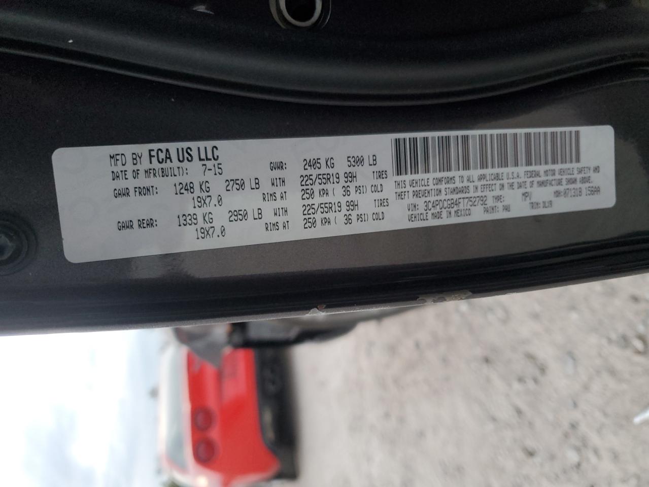 VIN 3C4PDCGB4FT752792 2015 DODGE JOURNEY no.13