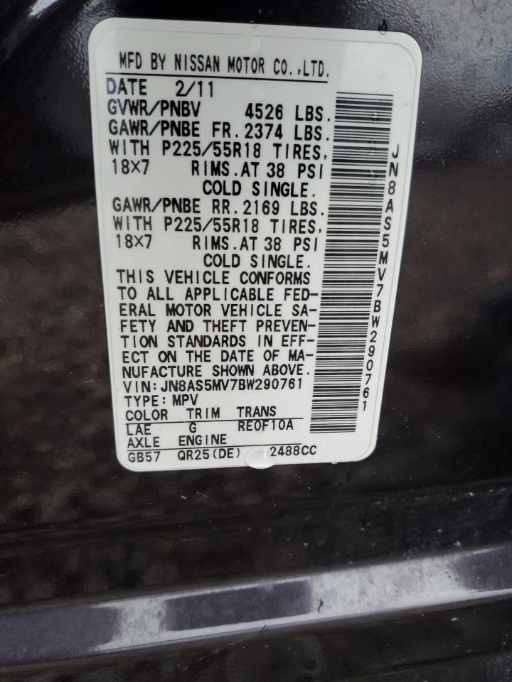 2011 Nissan Rogue S VIN: JN8AS5MV7BW290761 Lot: 86770074