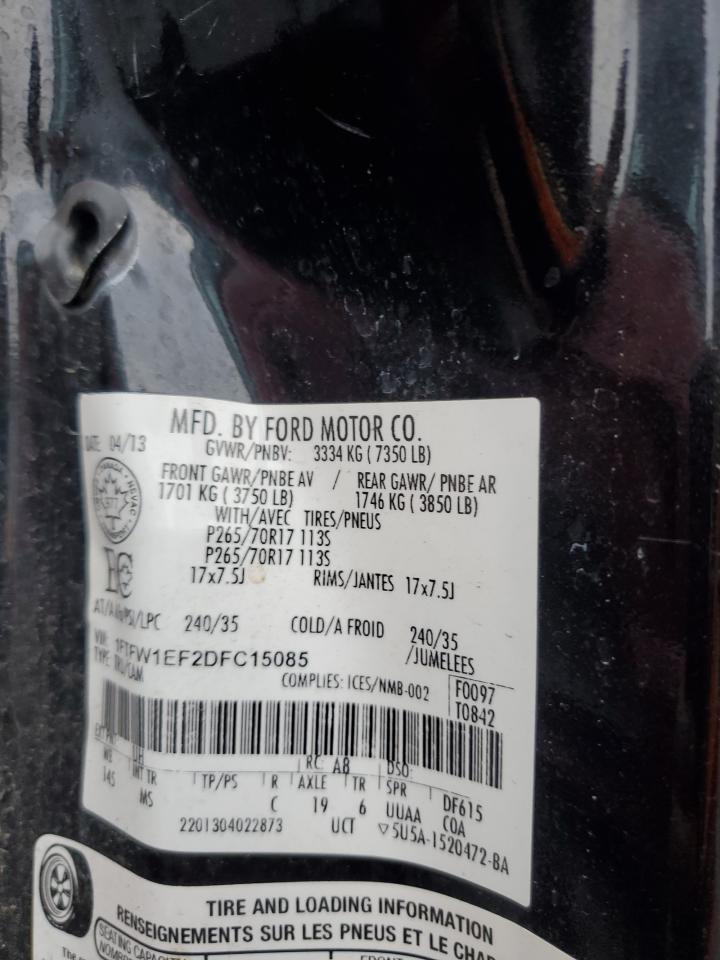 2013 Ford F150 Supercrew VIN: 1FTFW1EF2DFC15085 Lot: 83646214